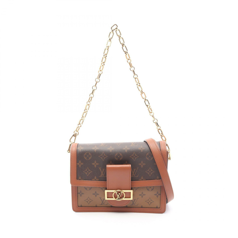 LOUIS VUITTON Dauphine MM 鏈條單肩包 M45958 Monogram Reverse 帆布 二手-0
