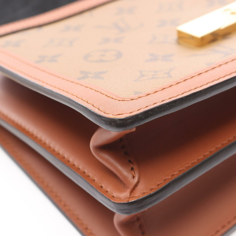 LOUIS VUITTON Dauphine MM 鏈條單肩包 M45958 Monogram Reverse 帆布 二手-5