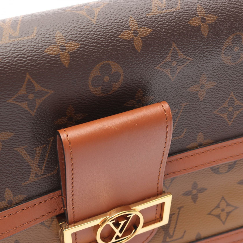 LOUIS VUITTON Dauphine MM 鏈條單肩包 M45958 Monogram Reverse 帆布 二手-6