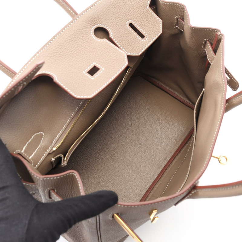 愛馬仕 Birkin 30 手提包 Togo 皮革 棕色/灰褐色 二手 女士 GHW A-2