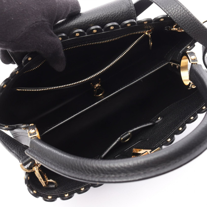 LOUIS VUITTON Capucine PM 單肩包 手提包 Taurillon 皮革 黑色 二手 女士 LV-2
