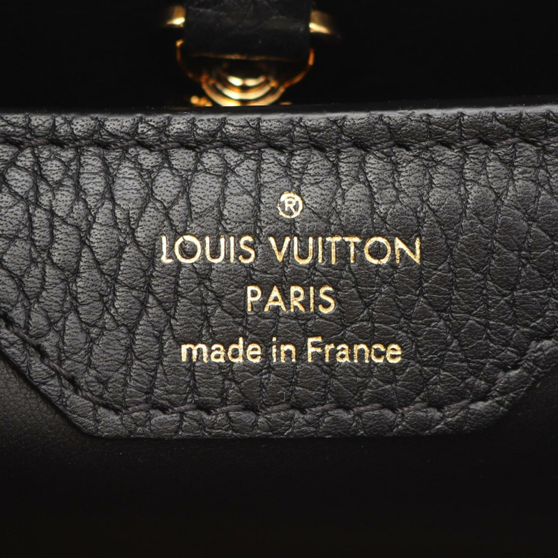 LOUIS VUITTON Capucine PM 單肩包 手提包 Taurillon 皮革 黑色 二手 女士 LV-3