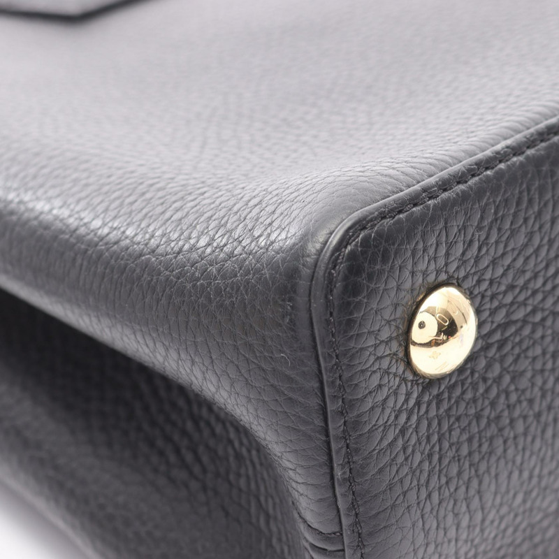 LOUIS VUITTON Capucine PM 單肩包 手提包 Taurillon 皮革 黑色 二手 女士 LV-6
