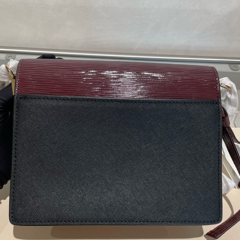 TB/Tory Burch Robinson 酒紅色拼色鏈條包 肩背斜背包-9