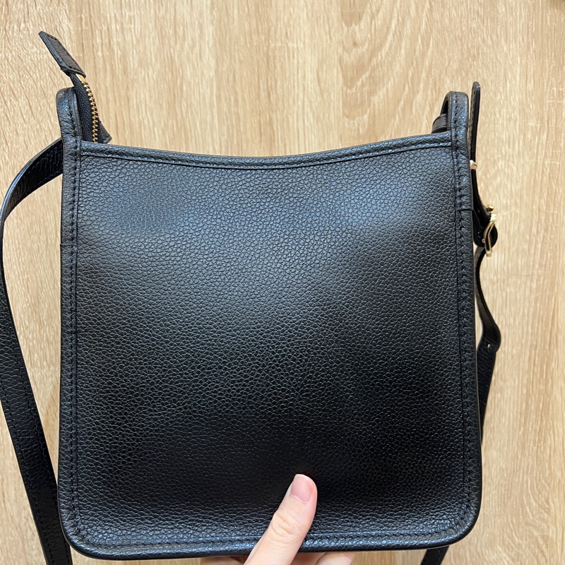 Longchamp 黑牛皮金釦Foulonne斜背包S號-3