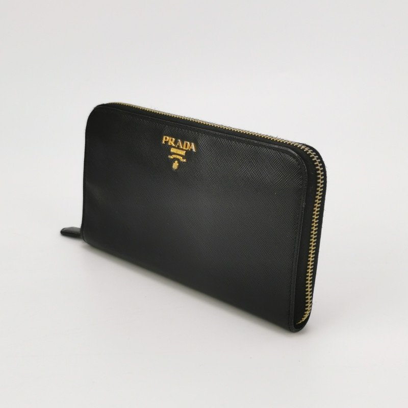 Prada 牛皮 純色 字母 Logo 錢包-1