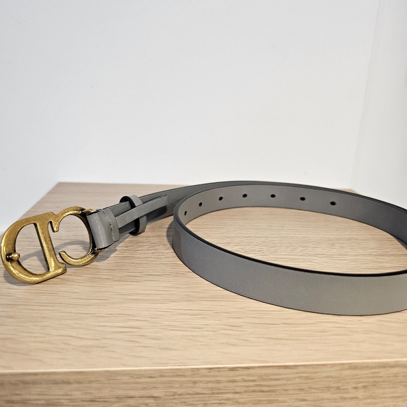 Dior 雲灰小牛皮Saddle霧金釦皮帶-1