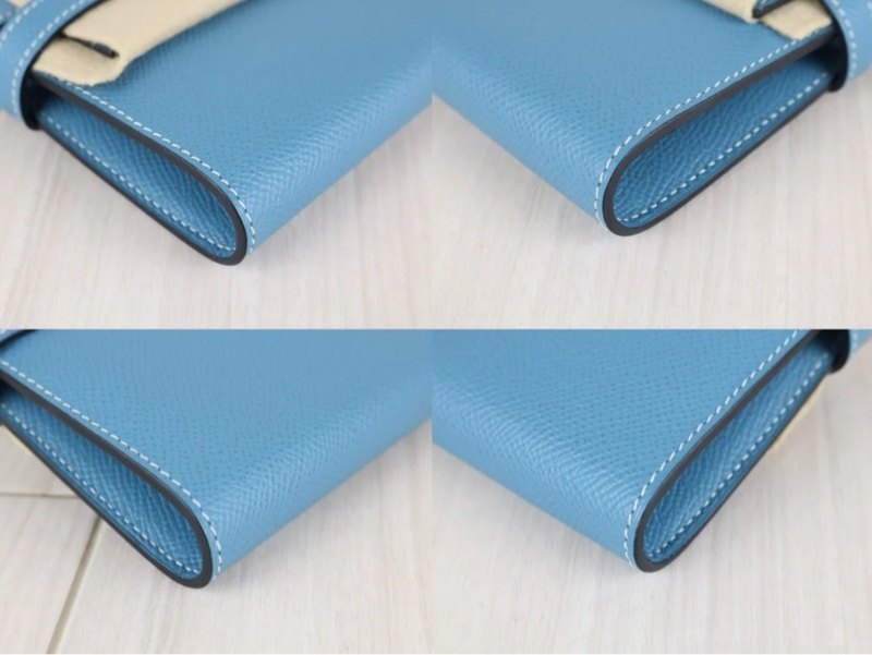 「JL精品代購」 極新愛馬仕Hermes Kelly long藍銀長夾-6