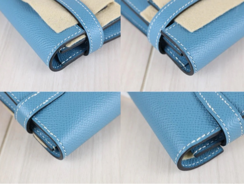 「JL精品代購」 極新愛馬仕Hermes Kelly long藍銀長夾-7