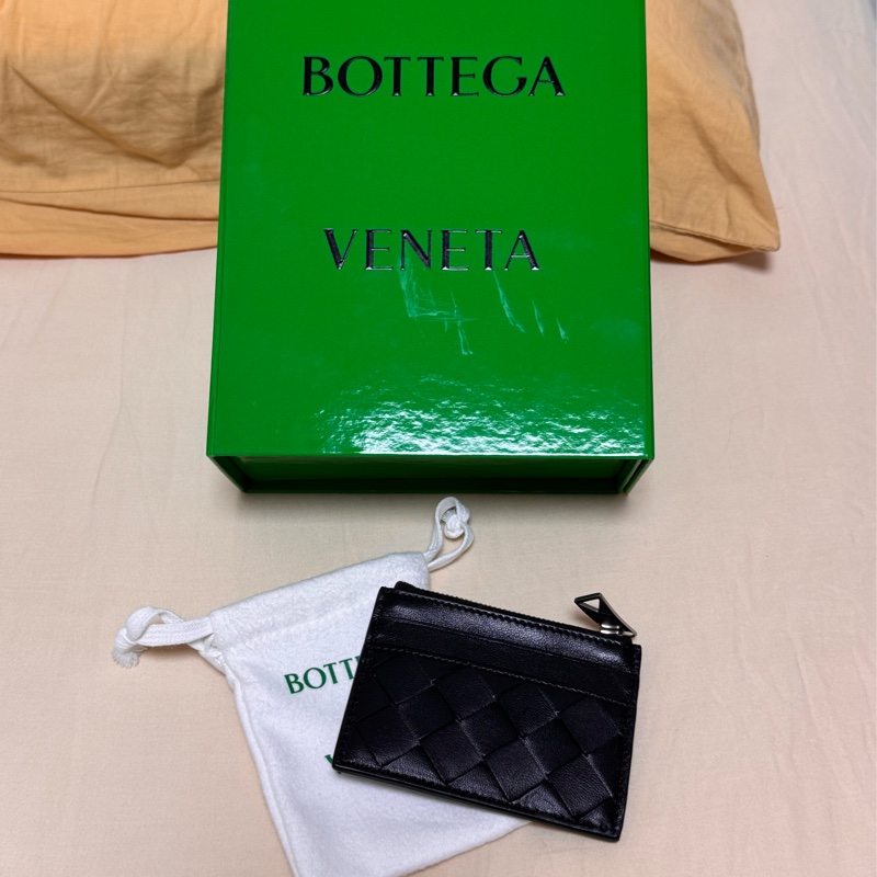 （售出）BV卡包 Bottega Veneta編織拉鍊卡包Intrecciato Zipped Card Case 黑色-0