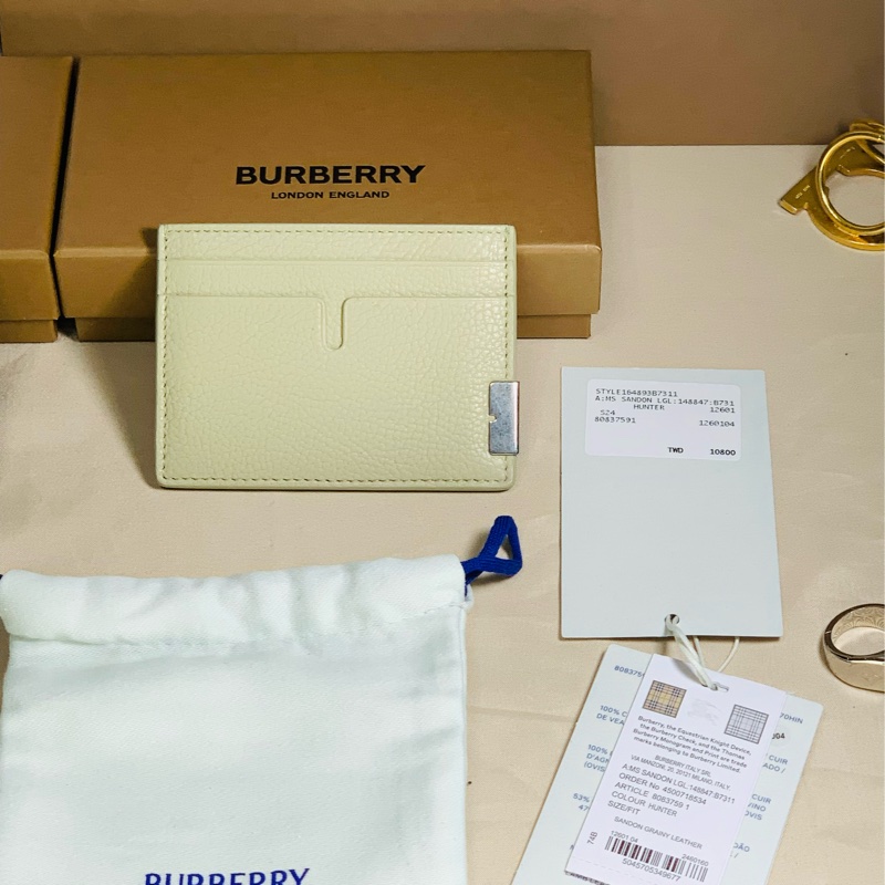 🎁全新盒裝2024新款Burberry巴寶莉超美奶灰素面卡夾-1