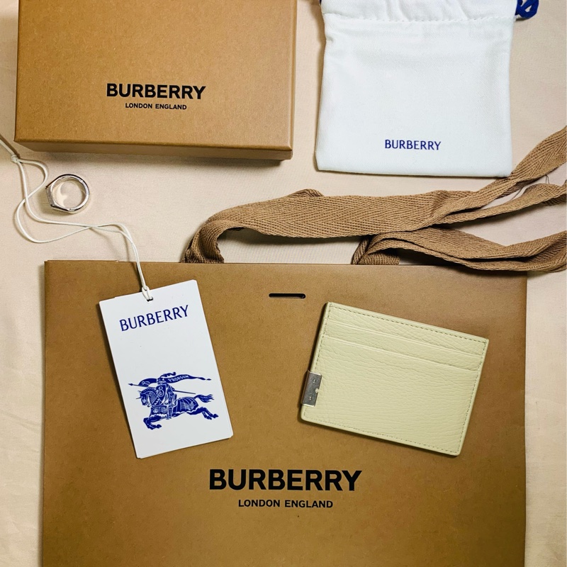 🎁全新盒裝2024新款Burberry巴寶莉超美奶灰素面卡夾-3