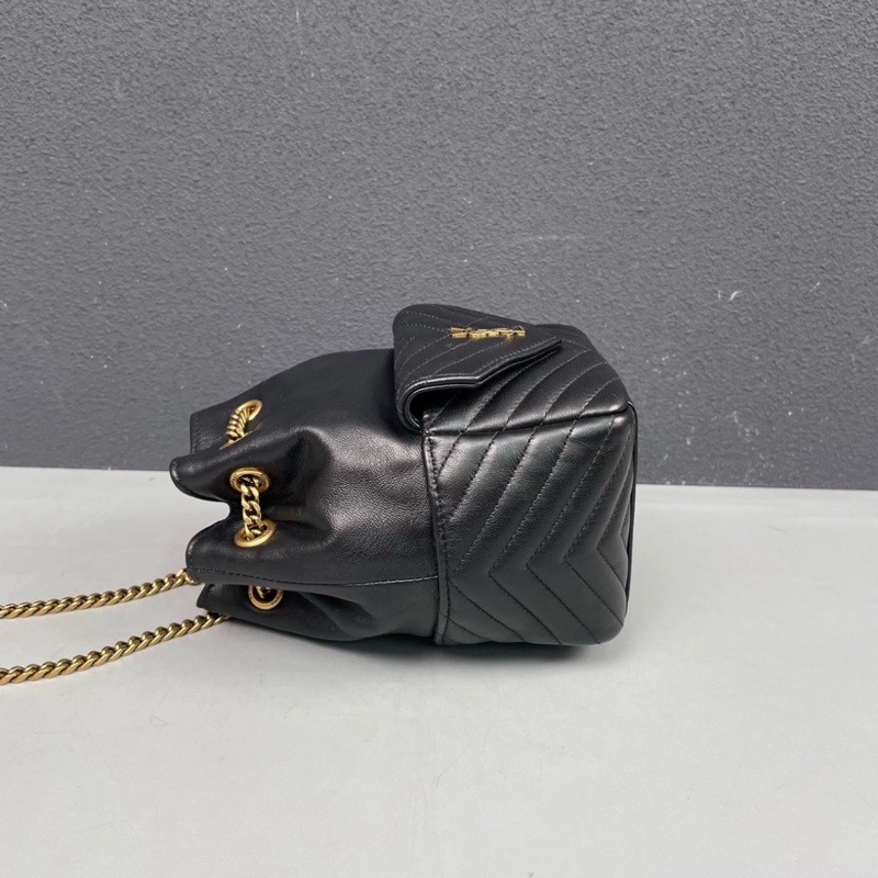 明星同款🤩Ysl黑金joe羊皮V紋迷你小水桶斜挎單肩鏈條包-8