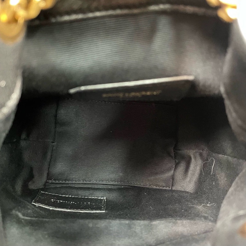 明星同款🤩Ysl黑金joe羊皮V紋迷你小水桶斜挎單肩鏈條包-13