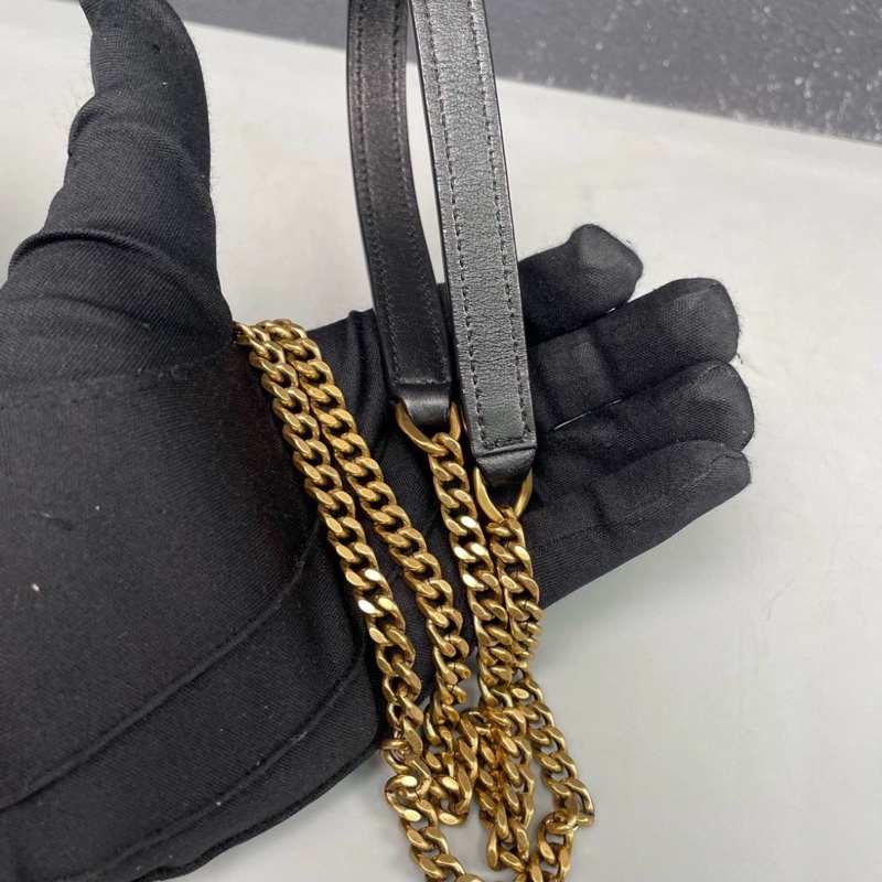 明星同款🤩Ysl黑金joe羊皮V紋迷你小水桶斜挎單肩鏈條包-14