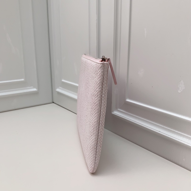 98新 CHANEL香奈兒 24開白拼粉編織手拿包-7