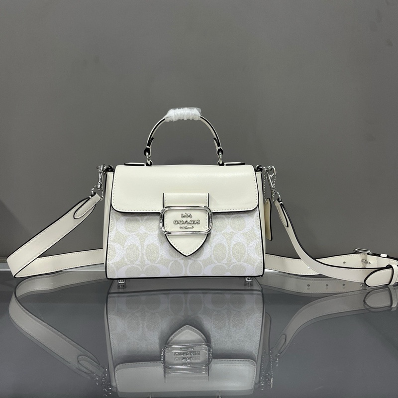 COACH CJ614 Morgan Tophandle 米白色 單肩斜挎 側背手提女包-0