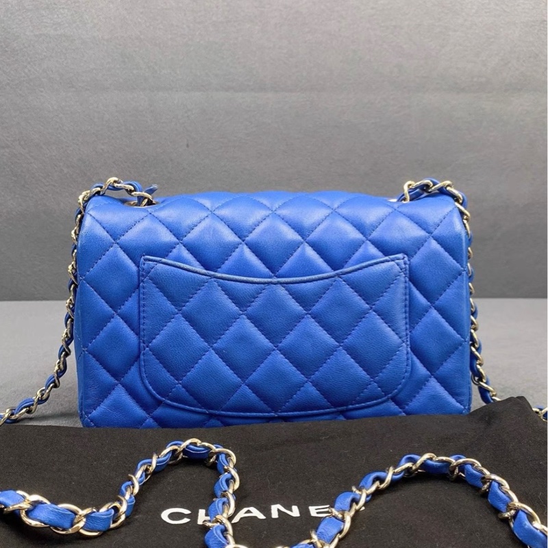 Chanel香奈兒 克萊因藍羊皮 CF mini鏈條包 可單肩斜挎 20*12-1