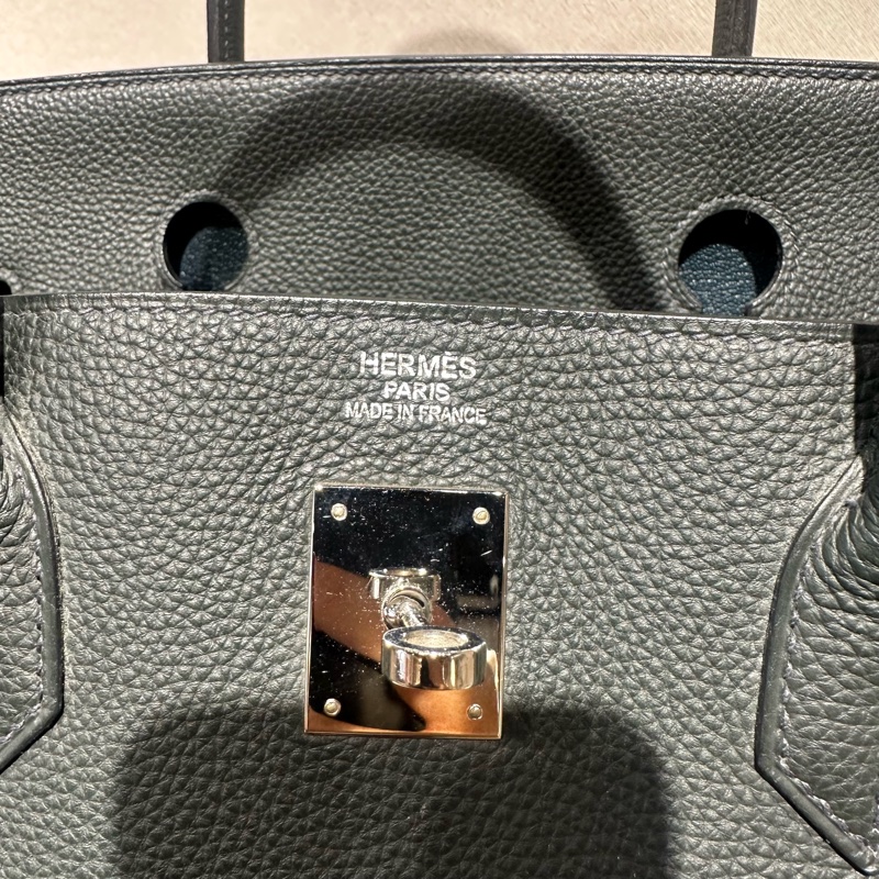 Hermes愛馬仕Birkin 40銀扣Togo皮鉑金包颶風藍-14