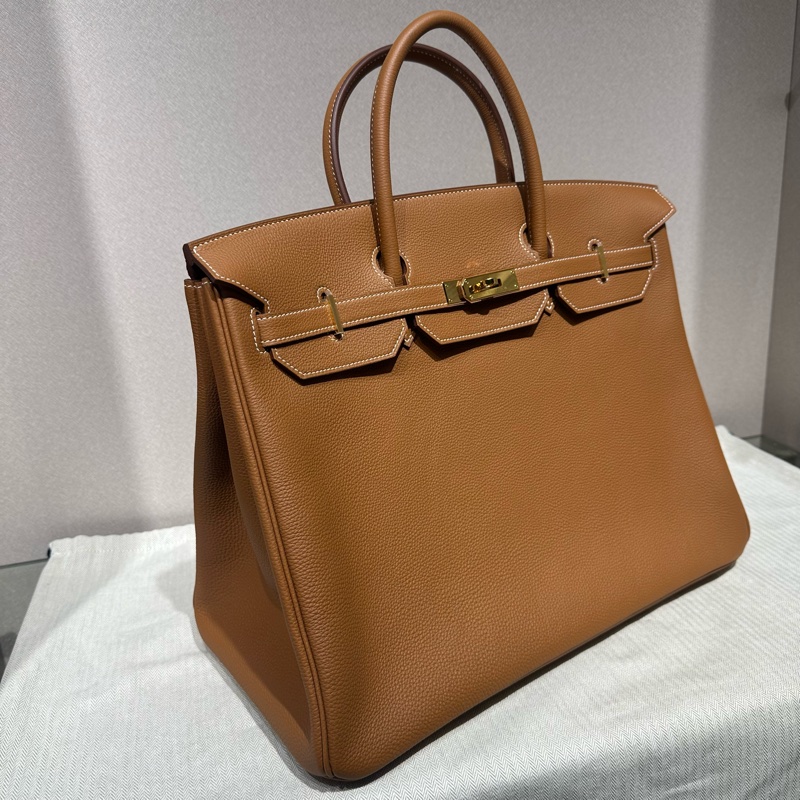 Hermes愛馬仕Birkin 40金扣鉑金包金棕色-1