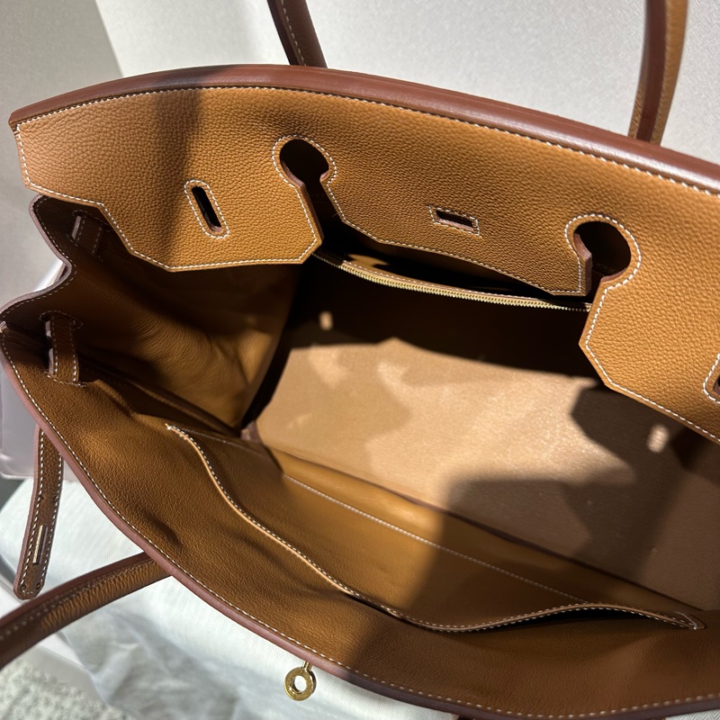 Hermes愛馬仕Birkin 40金扣鉑金包金棕色-12