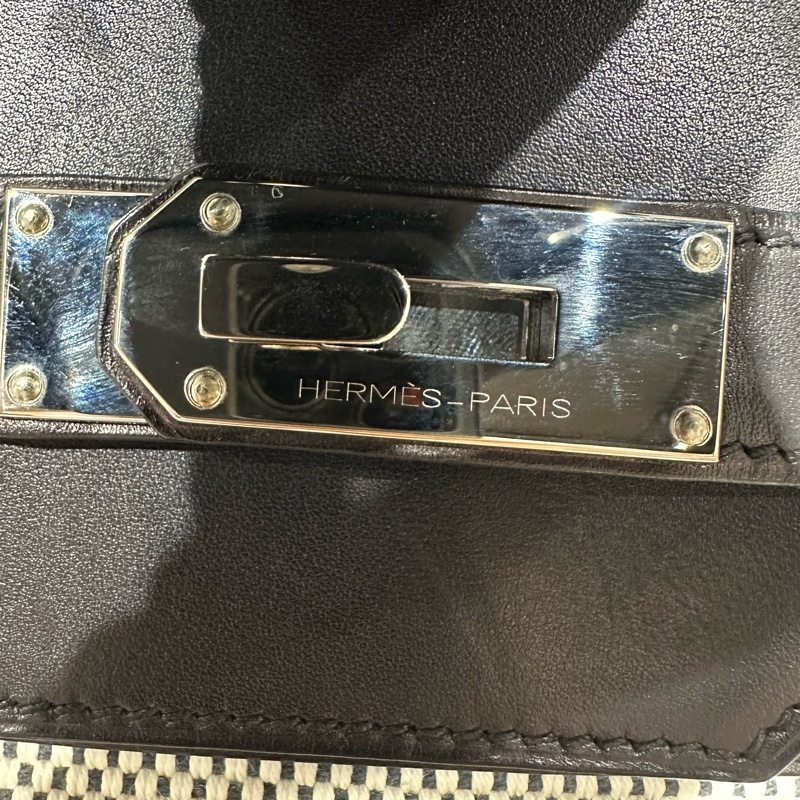 Hermes 愛馬仕 HAC 40 黑銀帆布包 華夫格紋-4