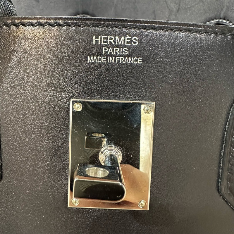Hermes 愛馬仕 HAC 40 黑銀帆布包 華夫格紋-5