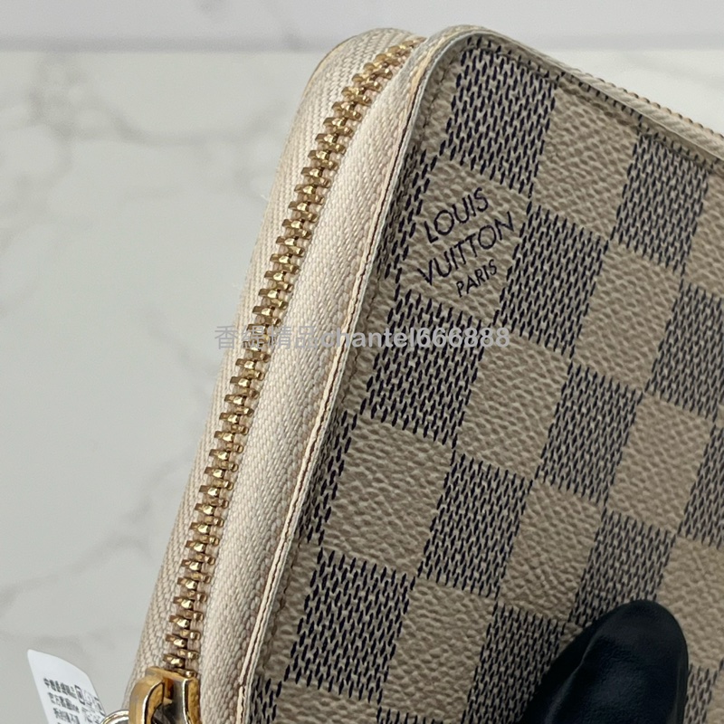 💗香緹國際精品💗 LV 白色棋盤格拉鏈長夾 #N41660-3