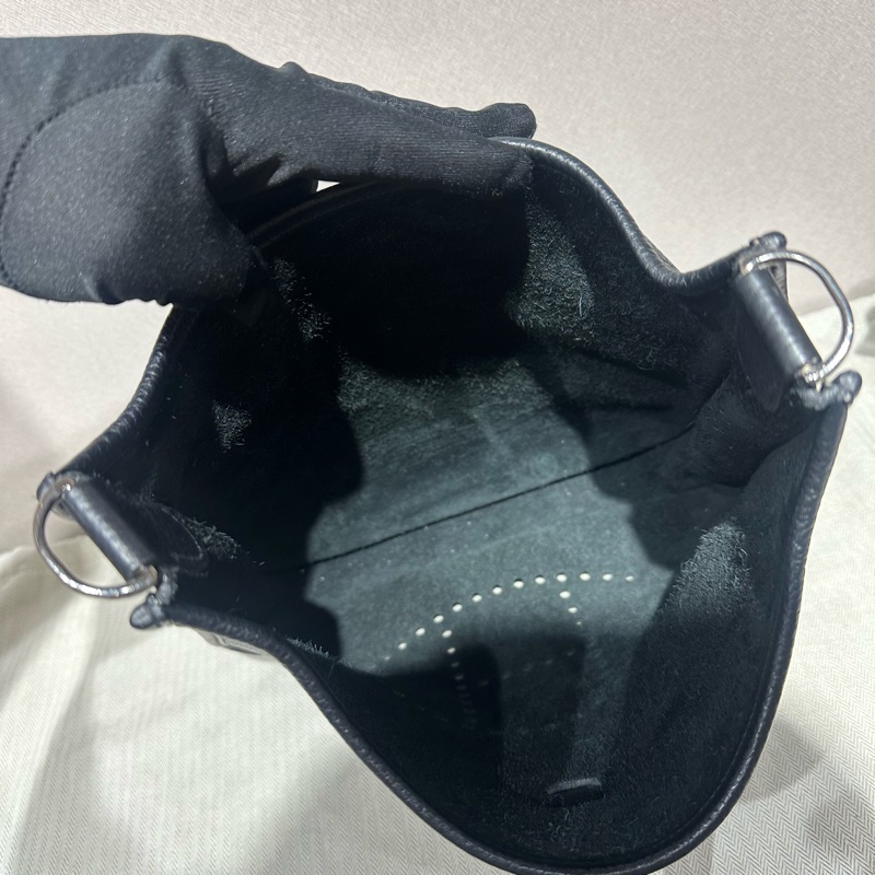 Hermes愛馬仕Evelyne 29伊芙琳銀扣黑色斜挎包-6