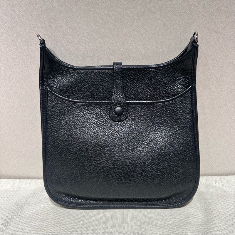 Hermes愛馬仕Evelyne 29伊芙琳銀扣黑色斜挎包-10
