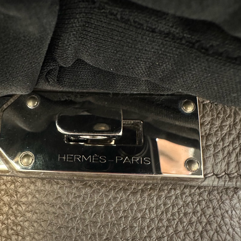 HERMES愛馬仕Haut A Courroies 40銀扣手提包大象灰-5