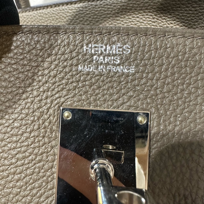 HERMES愛馬仕Haut A Courroies 40銀扣手提包大象灰-14