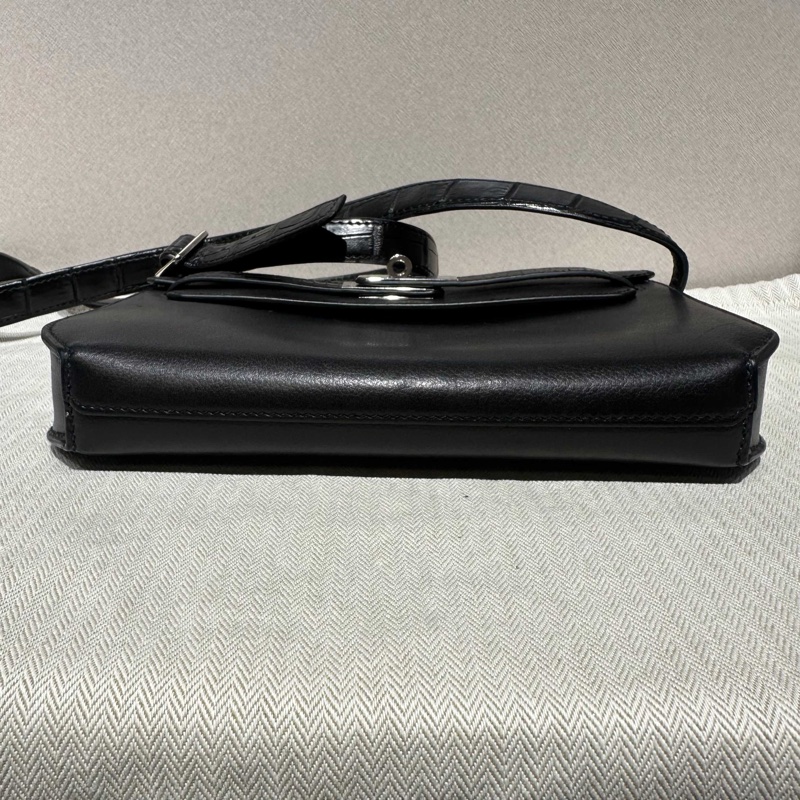 Hermes愛馬仕 kelly depeches 25黑銀 框鱷-4