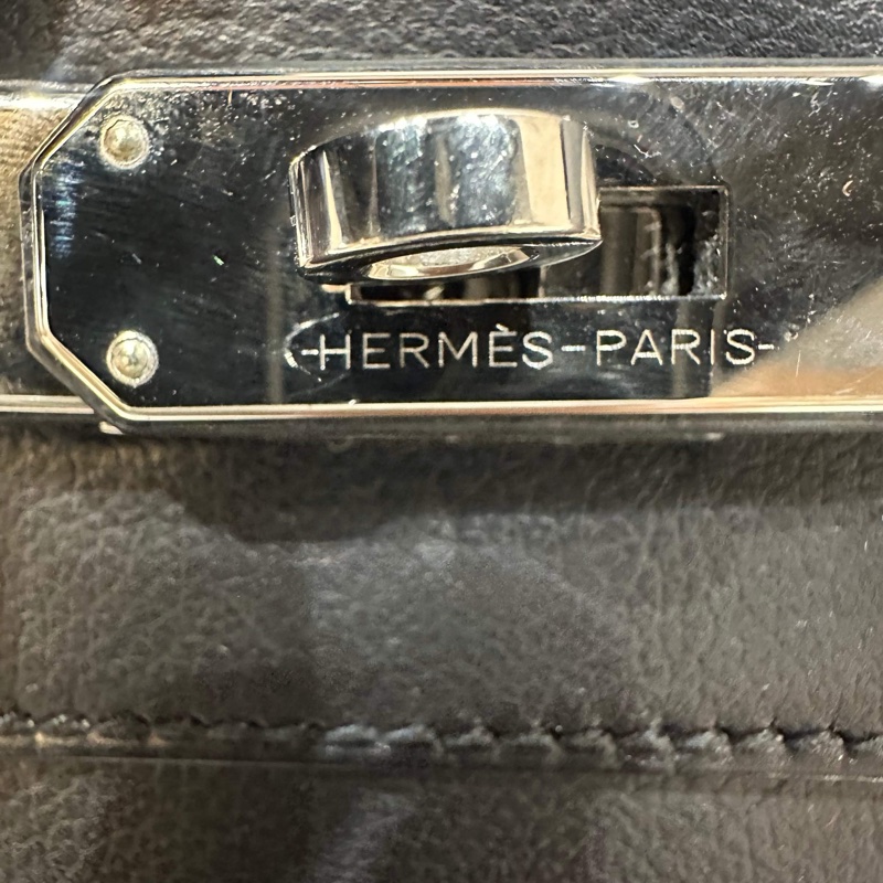 Hermes愛馬仕 kelly depeches 25黑銀 框鱷-5