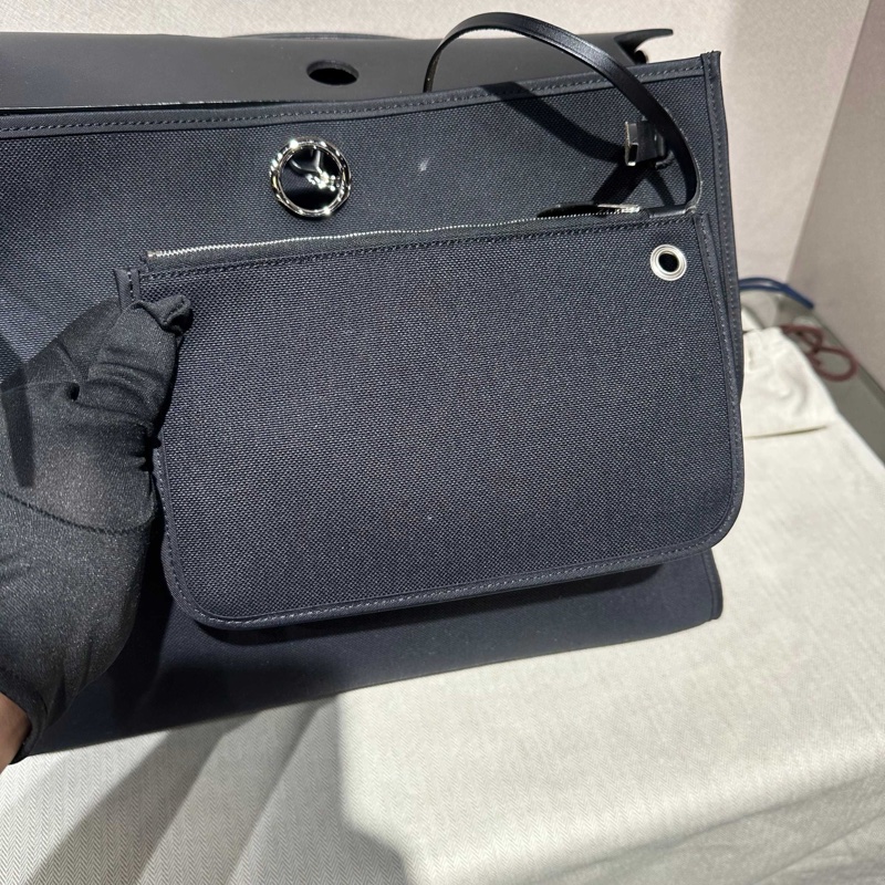 Hermes愛馬仕Herbag Zip Zip 39銀扣帆布拼牛皮-6