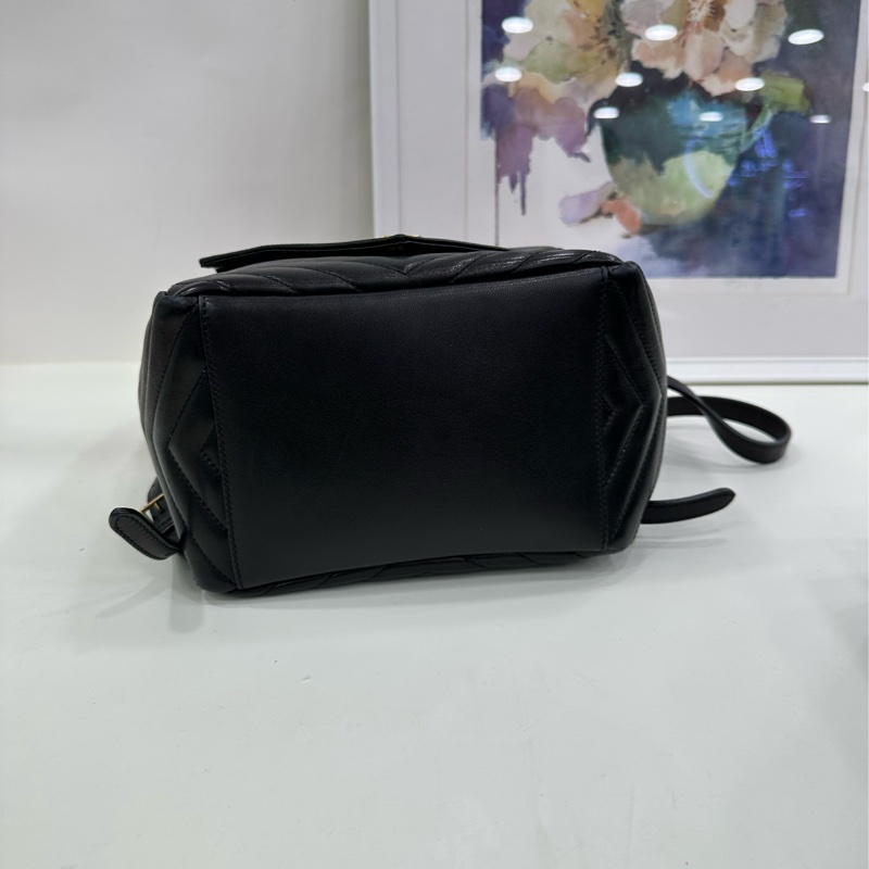YSL/聖羅蘭毛呢拼皮joe鏈條雙肩包rose同款 19*28cm-5