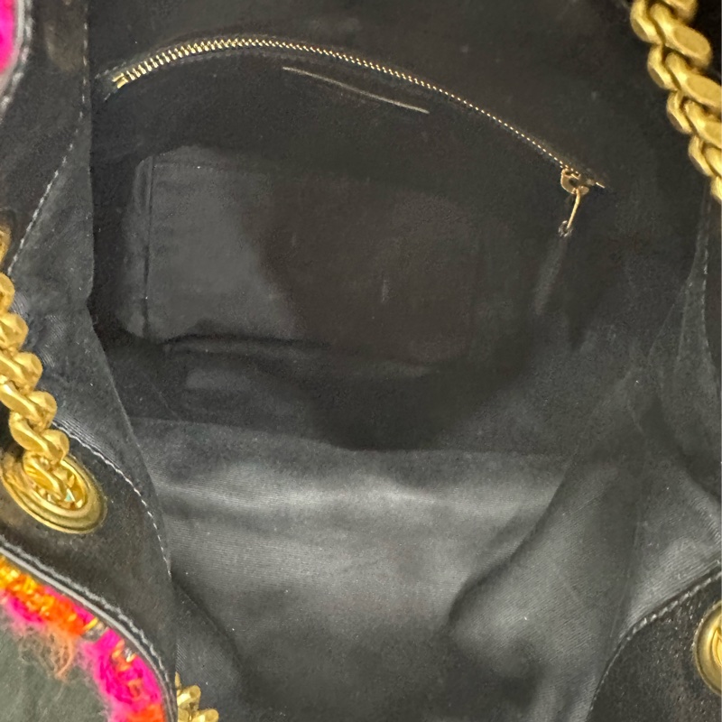 YSL/聖羅蘭毛呢拼皮joe鏈條雙肩包rose同款 19*28cm-8