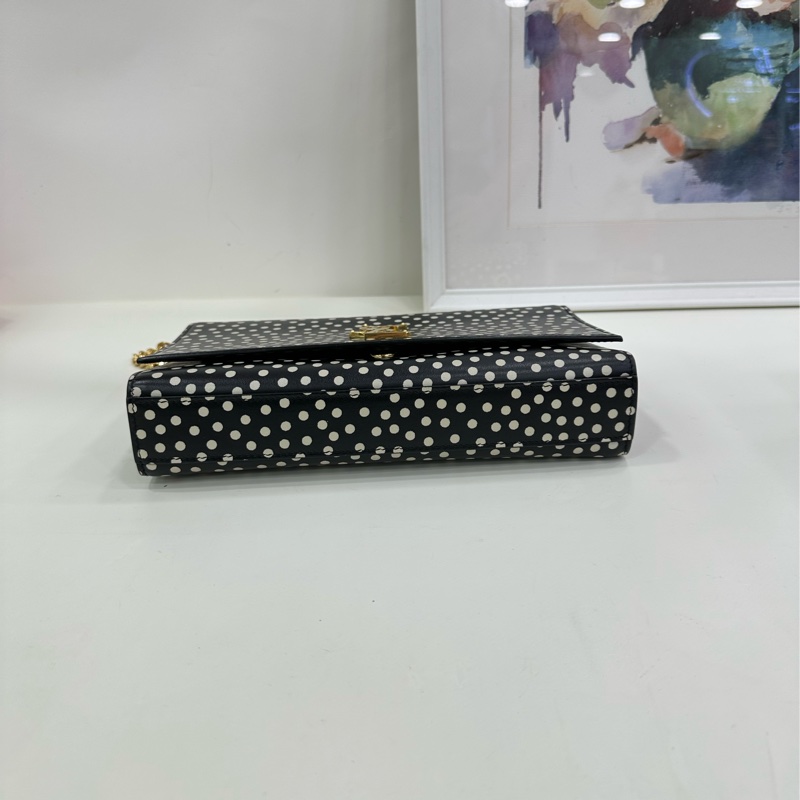 YSL聖羅蘭黑白波點KATE黑金斜挎包 尺寸24*15*5.5*-8