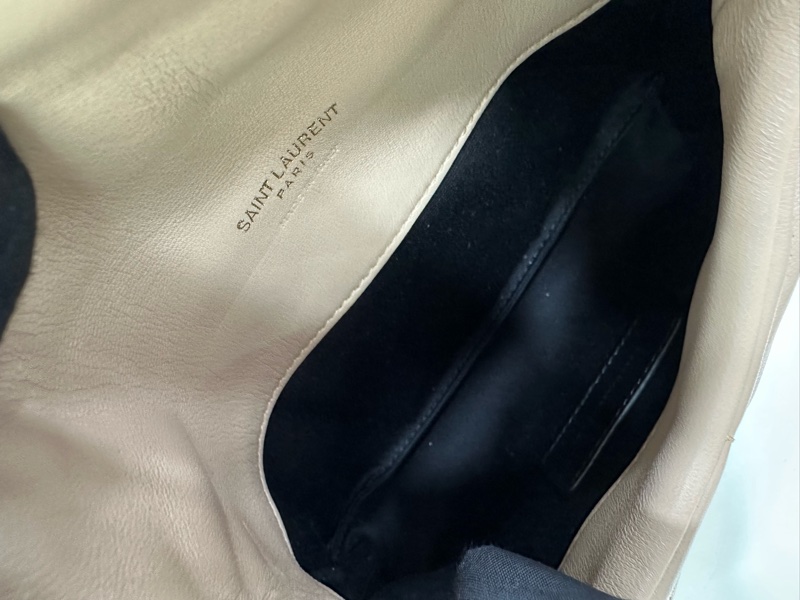 YSL 聖羅蘭 雲朵子母手拿包 皮質很軟糯 奶茶色 閒置未使用過-8