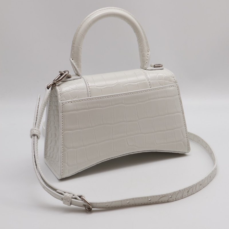 Balenciaga 閃亮小牛皮鱷魚壓紋沙漏包 - XS白銀-1