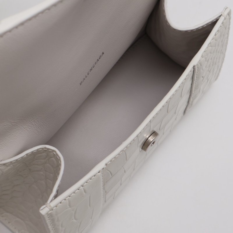 Balenciaga 閃亮小牛皮鱷魚壓紋沙漏包 - XS白銀-2