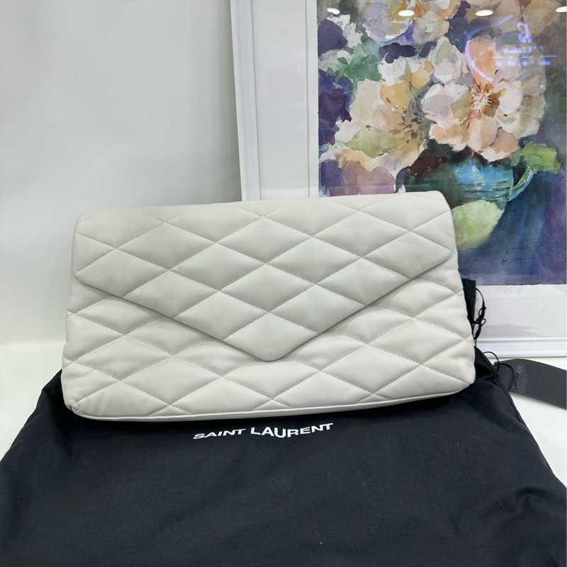 YSL聖羅蘭 Sade Puffer信封手包，經典白色-0