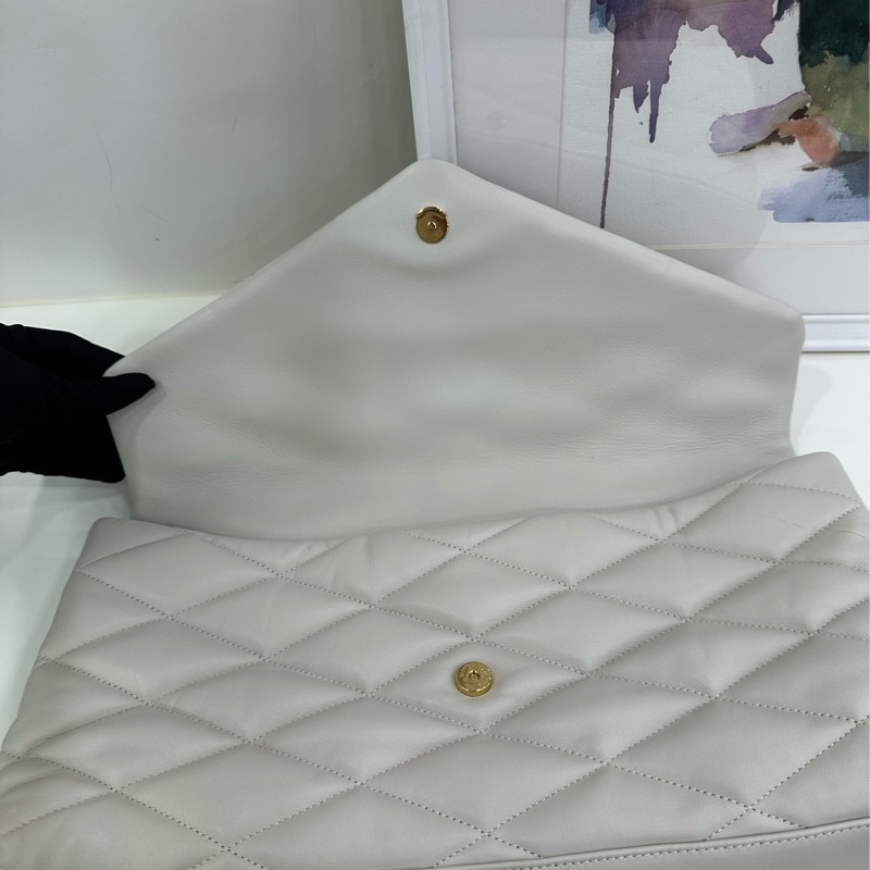 YSL聖羅蘭 Sade Puffer信封手包，經典白色-8