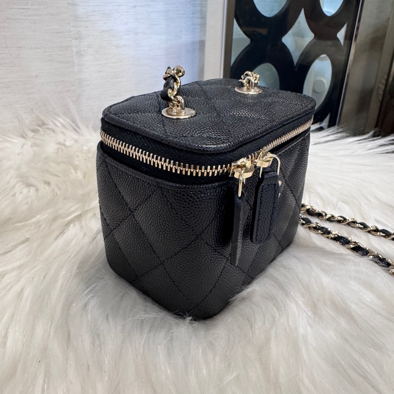 Chanel 黑金荔枝皮Mini小盒子 晶片款 離櫃品-2