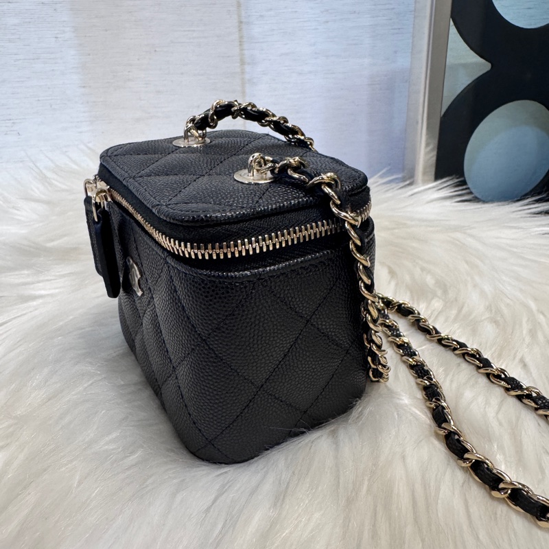 Chanel 黑金荔枝皮Mini小盒子 晶片款 離櫃品-3
