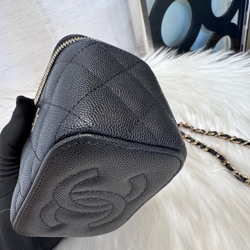 Chanel 黑金荔枝皮Mini小盒子 晶片款 離櫃品-5