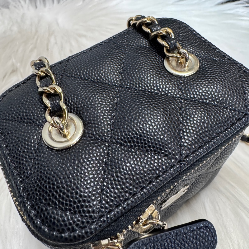 Chanel 黑金荔枝皮Mini小盒子 晶片款 離櫃品-7