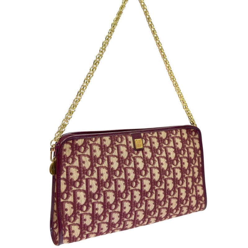 DIOR *自加鏈>送無品牌扣+無品牌鏈帶* 中古 刺繡老花 oblique 肩背包-3