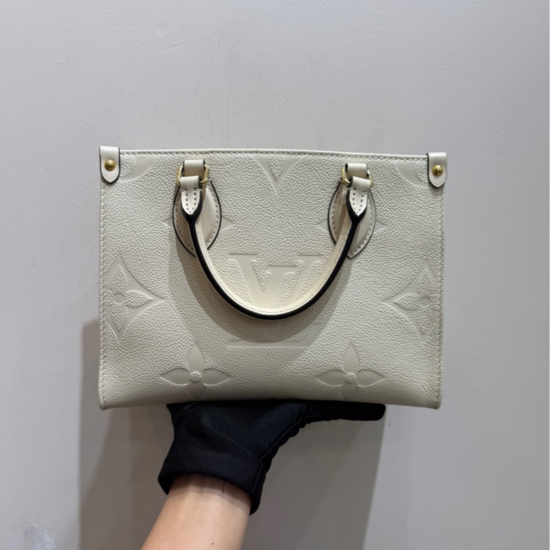 Lv Louis Vuitton路易威登 onthego 小號 small pm 奶油白金扣全皮單肩手提-2