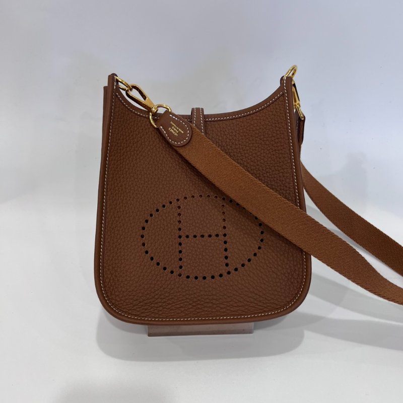 HERMES U刻金棕色EVELYNE TPM 單背包-0
